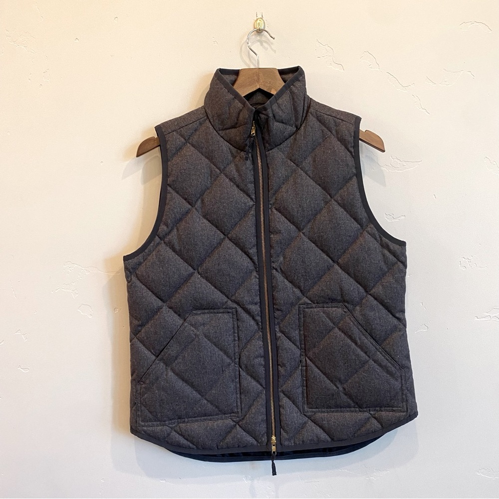 J.CREW Classic Dark Heathered Grey Excursion Quilted Puffer Vest